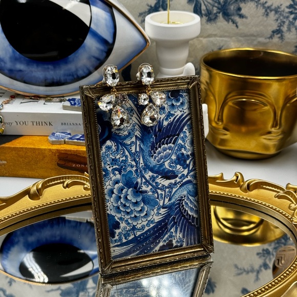 🆕 OSCAR DE LA RENTA 🧿 NWOT Candy Drop Earrings, Clear Crystal - Picture 6 of 17